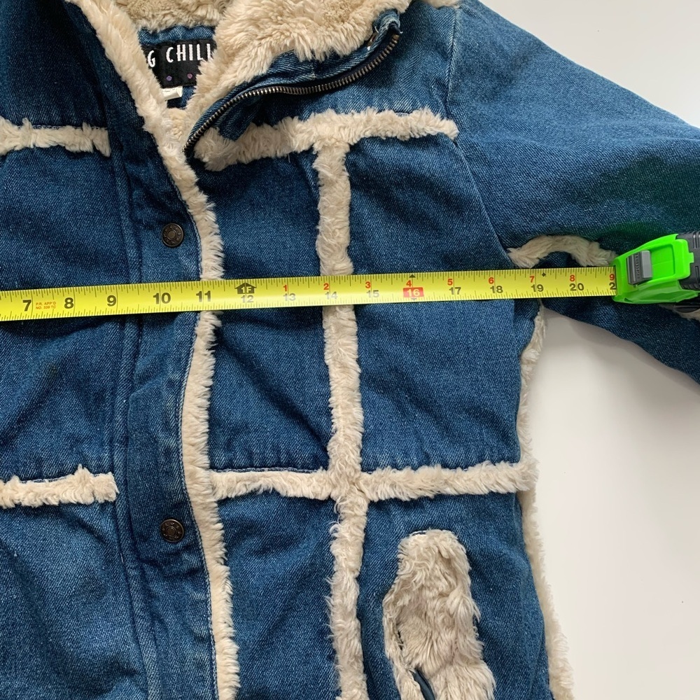 Big Chill Blue Denim vintage Jacket with Cream Faux Fur - Picture 9 of 13